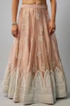 Shop_FATIZ_Pink Tissue Organza Hand Embroidered Sequin Round Floral Lehenga Set _Online_at_Aza_Fashions