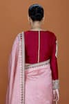 Shop_Neeta Lulla_Pink Silk Embroidery Mirror V Neck Aanya Gota Patti Border Saree With Blouse _at_Aza_Fashions