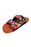 Buy_Colaba Causeway_Black Resham Floral Bloom Embroidered Flats _at_Aza_Fashions