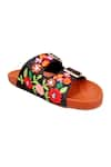 Colaba Causeway_Black Resham Floral Bloom Embroidered Flats _Online_at_Aza_Fashions