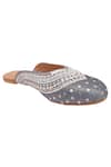 Buy_Colaba Causeway_Grey Thread Glittery Bead Embellished Mules _at_Aza_Fashions