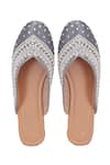 Shop_Colaba Causeway_Grey Thread Glittery Bead Embellished Mules _at_Aza_Fashions