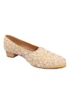 Buy_Colaba Causeway_Yellow Sequin Applique Embroidered Mules _at_Aza_Fashions