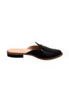 Colaba Causeway_Black Stitchline Thread Pointed Toe Mules _Online_at_Aza_Fashions