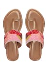 Shop_Colaba Causeway_Multi Color Bead Shades Of Rose Strap Embellished Wedges _at_Aza_Fashions