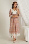 Shop_Makaan.51_Pink Cotton Hand Block Floral Leaf Print Kurta _Online_at_Aza_Fashions