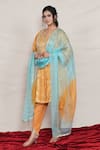 Buy_Jyoti Bansal_Yellow Kurta Pure Tissue Woven Bouquet Notched Set _at_Aza_Fashions