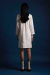 Shop_Khajoor Studio_White Linen Beads Round Neck Candle Short Pocket Dress _at_Aza_Fashions
