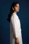 Buy_Khajoor Studio_White Linen Beads Round Neck Candle Short Pocket Dress _Online_at_Aza_Fashions