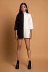 Khajoor Studio_White Lenzing Modal Satin Embellished Beads Shirt Day And Night Quilted Jumpsuit _Online_at_Aza_Fashions
