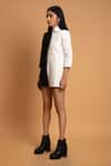 Buy_Khajoor Studio_White Lenzing Modal Satin Embellished Beads Shirt Day And Night Quilted Jumpsuit _Online_at_Aza_Fashions