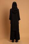 Shop_Khajoor Studio_Black Linen Beads, Embroidery Collared Night Wink Embellished Tunic With Pant _at_Aza_Fashions