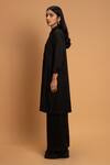 Shop_Khajoor Studio_Black Linen Beads, Embroidery Collared Night Wink Embellished Tunic With Pant _Online_at_Aza_Fashions