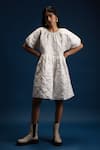 Buy_Khajoor Studio_White Beads Round Neck Baby Embellished Quilted Dress _at_Aza_Fashions
