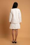 Shop_Khajoor Studio_White Linen Beads Open Neck Snow Quilted Jacket And Skirt Set _at_Aza_Fashions