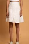 Khajoor Studio_White Lenzing Modal Satin Quilted Beads Snow Skirt _Online_at_Aza_Fashions