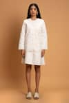 Shop_Khajoor Studio_White Lenzing Modal Satin Quilted Beads Snow Skirt _Online_at_Aza_Fashions