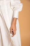 Khajoor Studio_White Linen Beads Shawl Neck Vanilla Sky Embellished Dress _at_Aza_Fashions