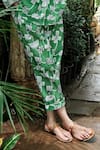 Buy_Khajoor Studio_Green Cupro Silk Printed Botanical Vine Collared Boxy Shirt And Trouser Set _Online_at_Aza_Fashions