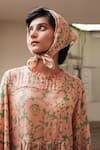 Buy_Khajoor Studio_Pink Cupro Silk Printed Floral Round Tiered Dress _Online_at_Aza_Fashions