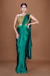 Buy_Neeta Lulla_Emerald Green Satin Embroidery Sequin Alina Pre-stitched Saree With Blouse _at_Aza_Fashions