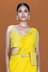 Buy_Neeta Lulla_Yellow Georgette Embroidery Sequin Abella Ruffle Pre-stitched Saree With Blouse _Online_at_Aza_Fashions