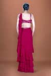 Shop_Neeta Lulla_Magenta Georgette Maisie Ruffle Pre-stitched Saree With Cutdana Blouse _at_Aza_Fashions