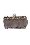 Adwita Bags & Jewels_Black Feather Kara And Crystal Embellished Clutch Bag _Online_at_Aza_Fashions