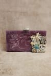 Buy_ADWITA BAGS & JEWELS_Purple Crystals The Butterfly Cluster Clutch _at_Aza_Fashions