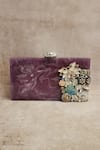 Shop_ADWITA BAGS & JEWELS_Purple Crystals The Butterfly Cluster Clutch _at_Aza_Fashions