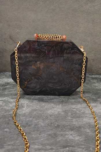 Shop_Adwita Bags & Jewels_Black Stones Wired Falling Chain Clutch _at_Aza_Fashions