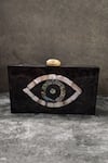 Buy_ADWITA BAGS & JEWELS_Black Evil Eye Inlay Carving Clutch _at_Aza_Fashions