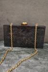 Shop_ADWITA BAGS & JEWELS_Black Evil Eye Inlay Carving Clutch _at_Aza_Fashions