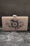 Buy_ADWITA BAGS & JEWELS_White Evil Eye Resin Inlay Carving Clutch _at_Aza_Fashions