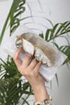 Shop_ADWITA BAGS & JEWELS_White Mother Of Pearl Abalone Feather Knuckle Clutch _at_Aza_Fashions