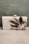 Buy_ADWITA BAGS & JEWELS_White Feathers The Saga Clutch _at_Aza_Fashions