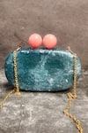 Buy_ADWITA BAGS & JEWELS_Green Resin Marble Effect Clutch _at_Aza_Fashions