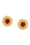 Buy_SUHANI PITTIE_Red Coin Floral Bloom Studs _Online_at_Aza_Fashions