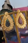 Buy_SUHANI PITTIE_Gold Plated Coin Embossed Tear Drop Earrings _at_Aza_Fashions