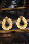 Buy_SUHANI PITTIE_Gold Plated Coin Embossed Tear Drop Carved Earrings _at_Aza_Fashions