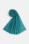 Buy_SHINGORA_Blue Swarovski Embellished Border Shawl _Online_at_Aza_Fashions