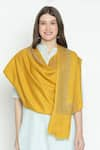 Shop_SHINGORA_Yellow Swarovski Border Shawl _at_Aza_Fashions