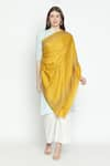 SHINGORA_Yellow Swarovski Border Shawl _Online_at_Aza_Fashions