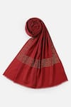 Buy_SHINGORA_Maroon Swarovski Grecian Border Stole _Online_at_Aza_Fashions