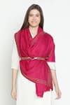 Shop_SHINGORA_Fuchsia Swarovski Embellished Grecian Border Stole _at_Aza_Fashions