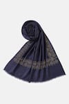 Buy_SHINGORA_Blue Swarovski Blossom Border Stole _Online_at_Aza_Fashions