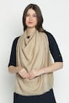 Shop_SHINGORA_Beige Swarovski Blossom Border Stole _at_Aza_Fashions