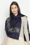 Shop_SHINGORA_Blue Swarovski Glitch Embellished Stole _at_Aza_Fashions