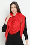 Shop_SHINGORA_Red Swarovski Blossom Vine Embellished Stole _at_Aza_Fashions