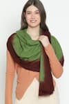 Shop_SHINGORA_Green Dobby Gradient Ombre Pattern Shawl _at_Aza_Fashions